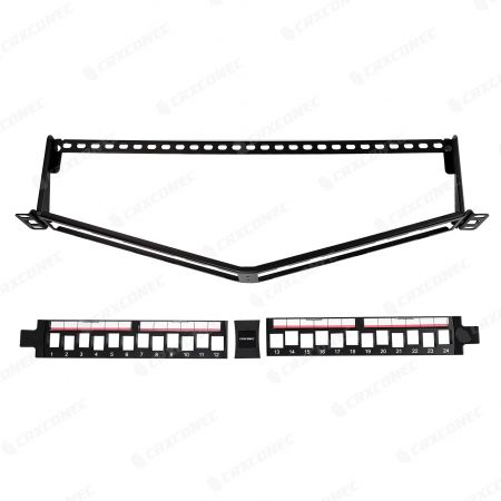 Hoekig 1U 24-poorts UTP-FTP Keystone Jack-paneel-3